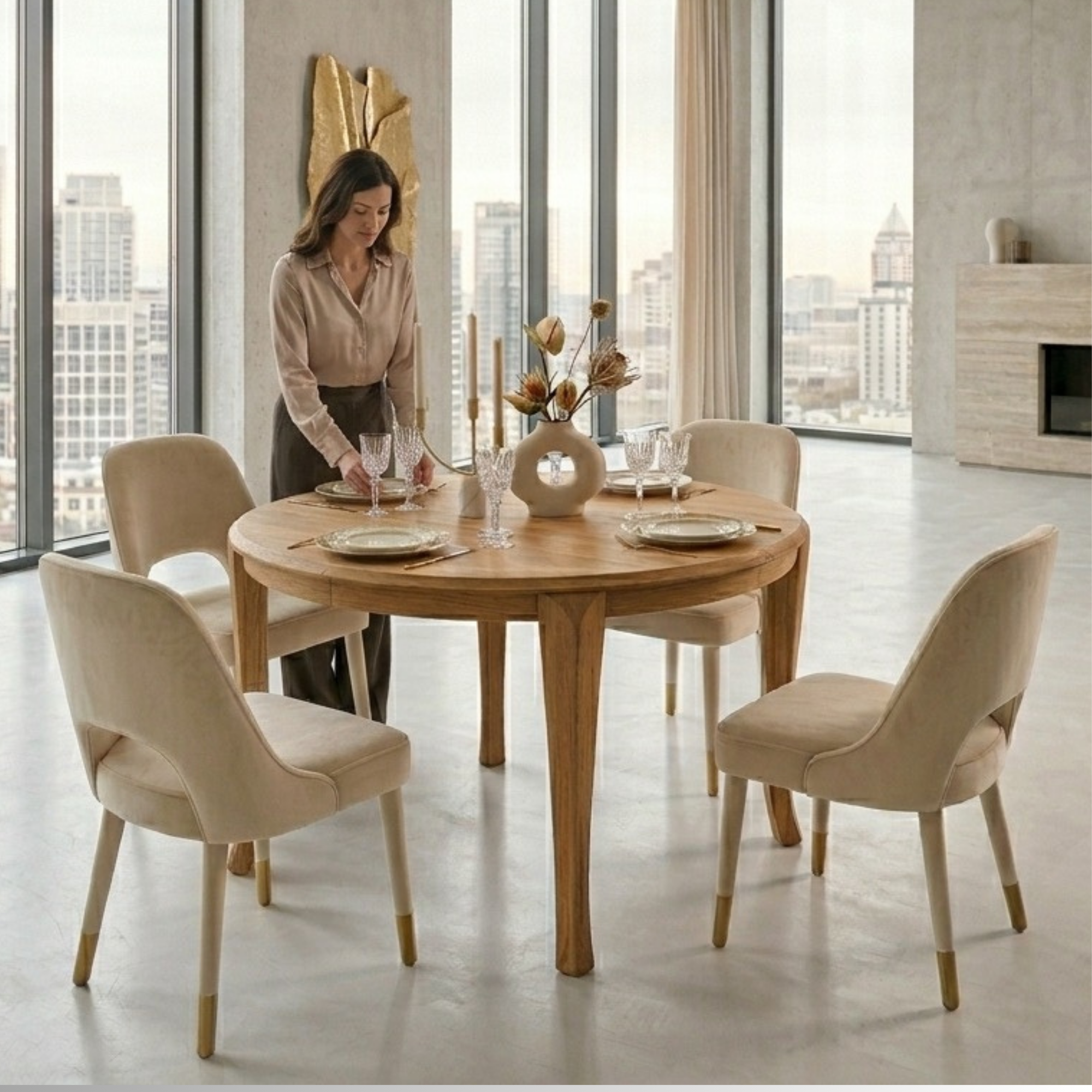 Stół ST-110A okrągły rozkładany dębowy